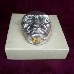 VINTAGE KREM RENKLİ MERMER KAİDELİ GÜMÜŞ KAPLAMA ATATÜRK PORTRE MASK YAZIHANE AKSESUAR