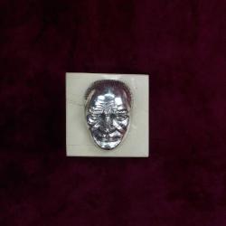 VINTAGE KREM RENKLİ MERMER KAİDELİ GÜMÜŞ KAPLAMA ATATÜRK PORTRE MASK YAZIHANE AKSESUAR