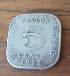Ceylon Adası 5 Cent 1912 George V