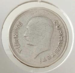 1937 GÜMÜŞ 25 KURUŞ ORİJİNAL ÇİLALTI 4NNN1P NADİR SENELİ