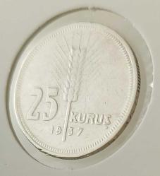 1937 GÜMÜŞ 25 KURUŞ ORİJİNAL ÇİLALTI 4NNN1P NADİR SENELİ