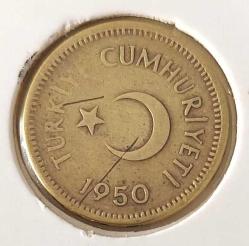 1950 YILI MADENİ PİRİNÇ 5 BEŞ KURUŞ ORİJİNAL D5QQ2 ÇOK TEMİZ NADİR