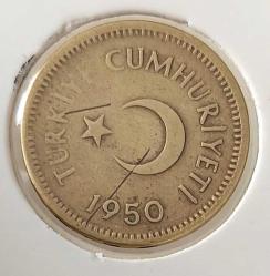 1950 YILI MADENİ PİRİNÇ 5 BEŞ KURUŞ ORİJİNAL D5QQ2 ÇOK TEMİZ NADİR