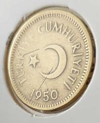 1950 YILI MADENİ PİRİNÇ 5 BEŞ KURUŞ ORİJİNAL D5QQ2 ÇOK TEMİZ NADİR