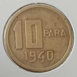 1940 PİRİNÇ ON 10 PARA ORİJİNAL MADENİ PARA 3GG2N1 NADİR
