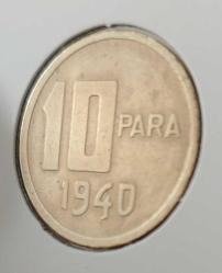1940 PİRİNÇ ON 10 PARA ORİJİNAL MADENİ PARA 3GG2N1 NADİR