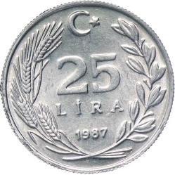 Türkiye Cumhuriyet 1987 Yılı 25 Lira No 1027