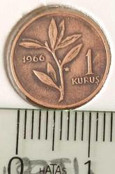 1966 1 BİR KURUŞ MADENİ BAKIR ORİJİNALDİR 2SSS1W NADİR