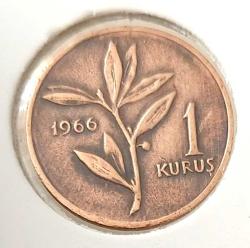 1966 1 BİR KURUŞ MADENİ BAKIR ORİJİNALDİR 2SSS1W NADİR
