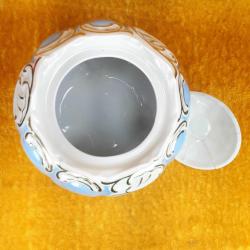 VINTAGE OSCAR SCHLEGELMILCH GERMANY  EL İŞİ ALTIN YALDIZ DEKORLU KAPAKLI BONBONYER , KAPAĞI HASARLI , HÂLİYLE