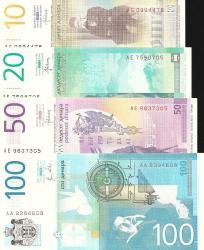 2012 - 2014  Yılları SIRBİSTAN  10-20-50-100 DINARA - P54 P55 P56 P57   UNC ( Çil Kondüsyon )