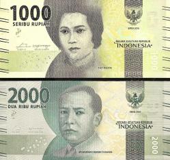 2016 Yılı Endonezya 1000-2000 Rupıah P154d - P155a  UNC ( Çil Kondüsyon )
