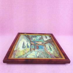 VINTAGE BURSA ESKİ OSMANLI DÖNEMİ SOKAK TEMALI İMZALI TARİHLİ YAĞLIBOYA RESİM