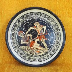 VINTAGE MİTOLOJİK YUNAN SAVAŞ TEMALI SERAMİK DUVAR TABAĞI