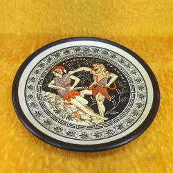 VINTAGE MİTOLOJİK YUNAN SAVAŞ TEMALI SERAMİK DUVAR TABAĞI