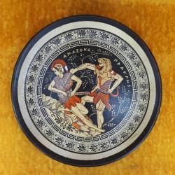 VINTAGE MİTOLOJİK YUNAN SAVAŞ TEMALI SERAMİK DUVAR TABAĞI