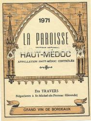 LOT.2 » Şarap Etiketi: La Paroisse Haut Medoc, 1971