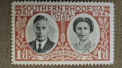 1947 YILI GÜNEY RODEZYA KRALİYET ZİYARETİ DAMGASIZ  ŞARNİYERSİZ