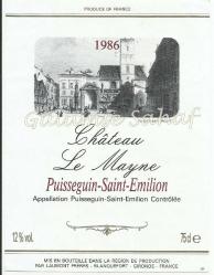 Şarap Etiketi: Puisseguin Saint Emilion, 1986