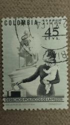 1950 YILI KOLOMBİYA KADINLARA OY HAKKI VERİLMESİ   DAMGALI  ŞARNİYERSİZ