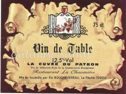 Şarap Etiketi: Vin de Table, La Cuvee du Patron