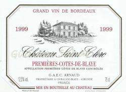 Şarap Etiketi: Premieres Cotes de Blaye, 1999