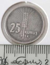 1936 GÜMÜŞ 25 KURUŞ ORİJİNAL NADİR M3PPP2