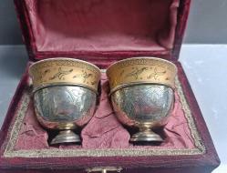 Osmanlı 2 adet Gümüş Zarf Orjinal Kutusunda