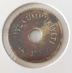 1950 DELİKLİ 2,5 İKİBUÇUK KURUŞ ORİJİNAL MADENİ PARA 3X1X1Y NADİR