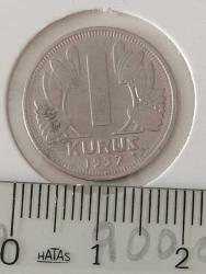 1937 ORİJİNAL 1 KURUŞ YUVARLAK TIRTILSIZDIR NADİR OLANI 2YYY1Z