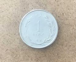 1976 CUMHURİYET MADENİ PARALARI  1 LİRA ÇİLLL KENAR YAZILARI DÜZ