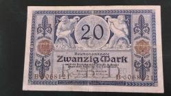 1915 YILI ALMANYA I.DÜNYA SAVAŞI 20 MARK   RESİMDE GÖRÜLDÜĞÜ GİBİ