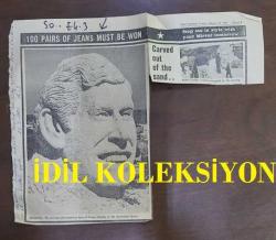 PRENS CHARLES'IN FOTOĞRAFLI DERGİ SAYFASI - A MAGAZINE CLIPPING OF PRINCE CHARLES - 30 x 24 cm EBADINDA - İNGİLİZCE GAZETEDEN, THE TEN-FOOT TALL SANDSTONE FACE OF PRINCE CHARLES IN THE AUSTRALIAN DESERT. - AVUSTRALYA ÇÖLÜNDE BULUNAN PRENS CHARLES'IN ON FİT YÜKSEKLİĞİNDEKİ KUMTAŞI HEYKELİ.