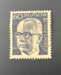 Almanya Pulu - Germany Stamp - Postadan Geçmiş Pul Filateli - DAMGALI - CUMHURBAŞKANI GUSTAV HEINEMANN TEMALI PUL , 60 PARA - YABANCI PULLAR, NOSTALJİK DOĞUM GÜNÜ HEDİYESİ