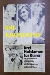 PRENSES DIANA'NIN FOTOĞRAFLI DERGİ SAYFASI - A MAGAZINE CLIPPING OF PRINCESS DIANA - 27 x 16 cm EBADINDA - ALMANCA DERGİDEN, DREI HOFDAMEN FÜR DİANA