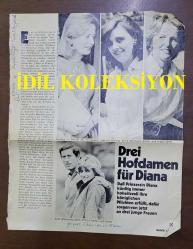 PRENSES DIANA'NIN FOTOĞRAFLI DERGİ SAYFASI - A MAGAZINE CLIPPING OF PRINCESS DIANA - 28 x 22 cm EBADINDA - ALMANCA DERGİDEN, DREI HOFDAMEN FÜR DİANA
