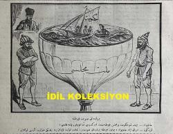 Osmanlıca Karagöz Mizah Dergisi-Gazetesi, Orijinal Dönem Basım, (Ottoman Magazine-Newspaper-Journal Illustré Cara-Gueuz) - 2 Nisan 1924 - Sayı: 1674 - Hicri: 27 Şaban 1342 - Rumi: 2 Nisan 1340 - Bir Bardak Suda Fırtına 