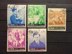 ACMAN EMİRLİĞİ ABD BAŞKANI KENNEDY TEMALI DAMGALI PULLAR M44