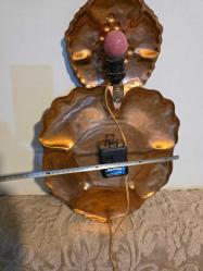 Antika Duvar Saati - HİSLON Marka MİNELİ Kabartmalı Bakır - GECE LAMBALI ÇALIŞIR DURUMDA