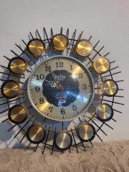 Antika Duvar Saati - VELİS Marka METAL ÇERÇEVELİ GÜNEŞ FORMUNDA ÇALIŞIR DURUMDA