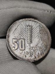 1937 Yılı Gümüş 50 Kuruş Nadir.