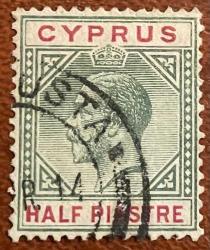 1912..HALF.KRAL GEORGE. .KLASİK.KIBRIS TEK PUL.DAMGALI