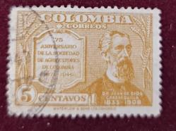 Kolombiya- damgalı pul