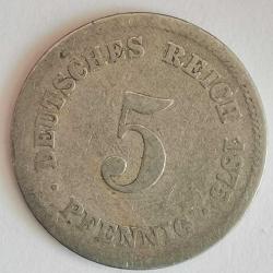 ALMANYA  1875 J  5 PFENNIG