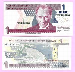 TURKEY 1 YTL PREFIX --- A21 469333 -- 2005 UNC ÇİL
