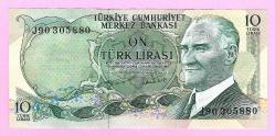 TURKEY 10 Lira ----- PREFIX J90 -----1975 UNC (TK 19 587) ÇİL