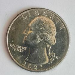 AMERİKA  2021 D     25 CENT  ÇEYREK DOLAR    HATIRA    George Washington - Delaware'i Geçmek