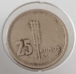 1945 YILI ORİJİNAL 25 KURUŞ MADENİ BRONZ 3ÇÇ2B1 ÇOK NADİR