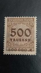 1923 YILI ALMAN İMPARATORLUĞU 500.000 MARK HİPERENFLASYON  DAMGASIZ ŞARNİYERSİZ