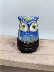 K203-----CLOISONNE MİNELİ AHŞAP KAİDELİ KUTULU BAKIR BAYKUŞ-1